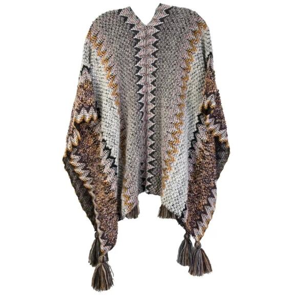SAACHI Multi Chevron Knit Fringe Duster One Size - Picture 5 of 13